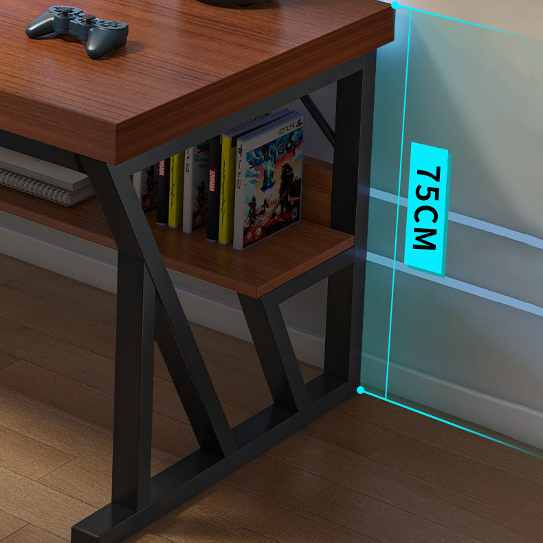 Bureau de bureau en bois contemporain Dessert d'écriture rectangulaire avec étagère