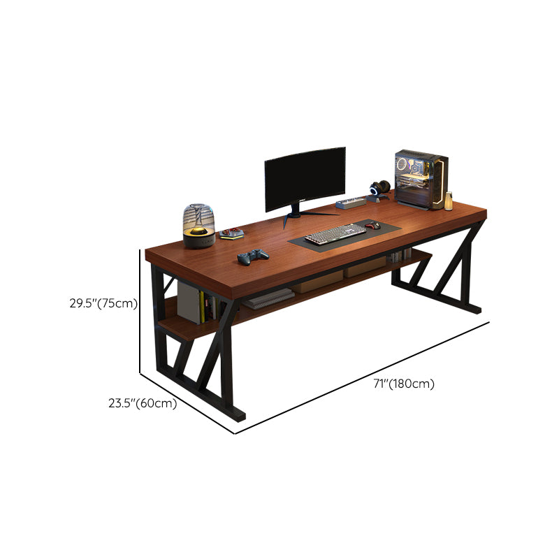 Bureau de bureau en bois contemporain Dessert d'écriture rectangulaire avec étagère