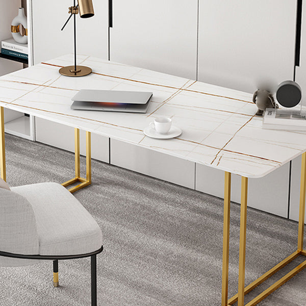 Bureau de bureau contemporain bureau de secrétaire à l'or rectangulaire avec des jambes en métal