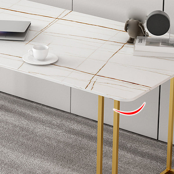 Bureau de bureau contemporain bureau de secrétaire à l'or rectangulaire avec des jambes en métal