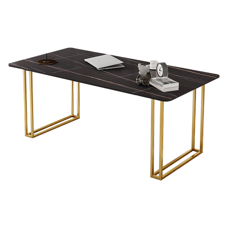 Bureau de bureau contemporain bureau de secrétaire à l'or rectangulaire avec des jambes en métal