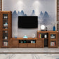 Support multimédia TV traditionnel en bois d'hévéa, étagère ouverte, console avec tiroirs