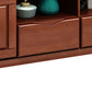 Support multimédia TV traditionnel en bois d'hévéa, étagère ouverte, console avec tiroirs