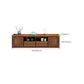 Support multimédia TV traditionnel en bois d'hévéa, étagère ouverte, console avec tiroirs