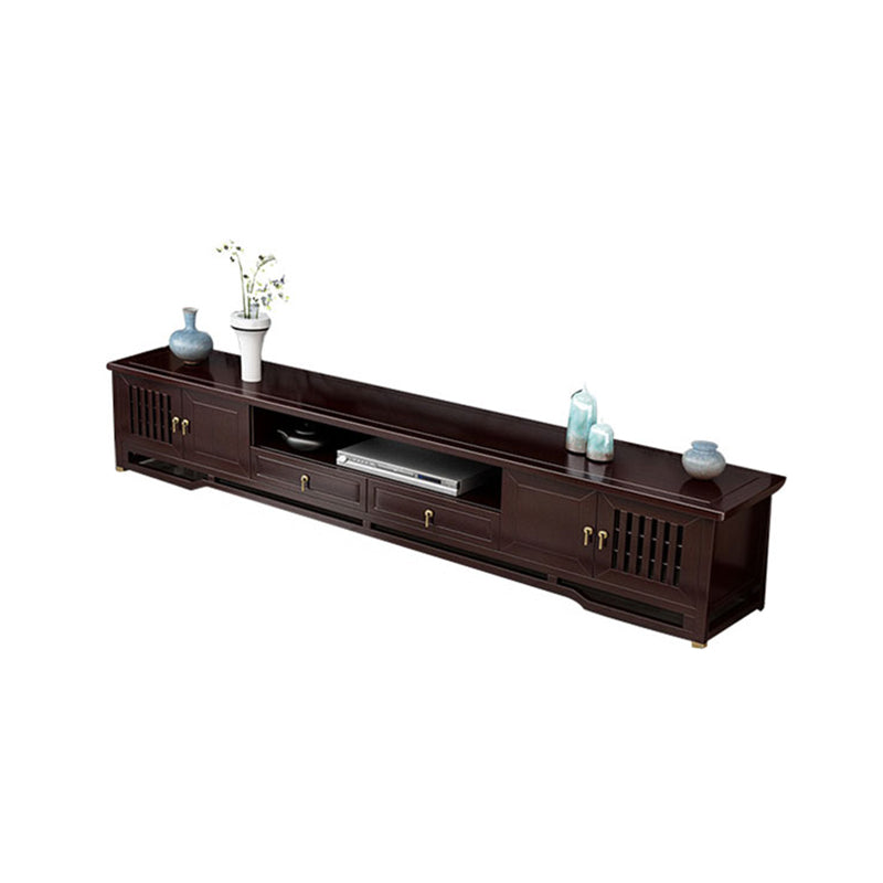 Traditional TV Media Stand Open Shelving Rubberwood TV Stand Console with Drawers Clearhalo 'furn' 'furn_tv_stands_entertainment_centers' 'Furniture' 'Living Room Furniture' 'TV Stands & Entertainment Centers' 'TV Stands & Media Storage Furniture' 'tv_stands_entertainment_centers' 6400774
