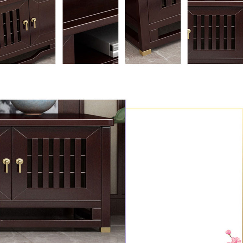 Traditional TV Media Stand Open Shelving Rubberwood TV Stand Console with Drawers Clearhalo 'furn' 'furn_tv_stands_entertainment_centers' 'Furniture' 'Living Room Furniture' 'TV Stands & Entertainment Centers' 'TV Stands & Media Storage Furniture' 'tv_stands_entertainment_centers' 6400778
