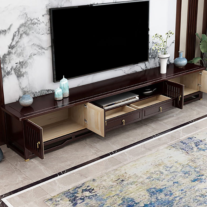 Traditional TV Media Stand Open Shelving Rubberwood TV Stand Console with Drawers Clearhalo 'furn' 'furn_tv_stands_entertainment_centers' 'Furniture' 'Living Room Furniture' 'TV Stands & Entertainment Centers' 'TV Stands & Media Storage Furniture' 'tv_stands_entertainment_centers' 6400781