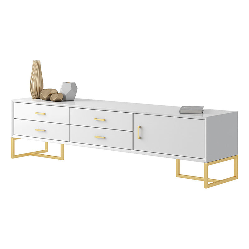 Glam Wood TV Stand Console White Enclosed Storage TV Media Stand for Living Room Clearhalo 'furn' 'furn_tv_stands_entertainment_centers' 'Furniture' 'Living Room Furniture' 'TV Stands & Entertainment Centers' 'TV Stands & Media Storage Furniture' 'tv_stands_entertainment_centers' 6400788
