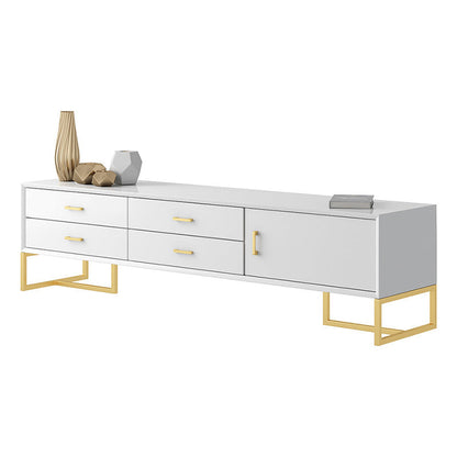 Glam Wood TV Stand Console White Enclosed Storage TV Media Stand for Living Room Clearhalo 'furn' 'furn_tv_stands_entertainment_centers' 'Furniture' 'Living Room Furniture' 'TV Stands & Entertainment Centers' 'TV Stands & Media Storage Furniture' 'tv_stands_entertainment_centers' 6400788