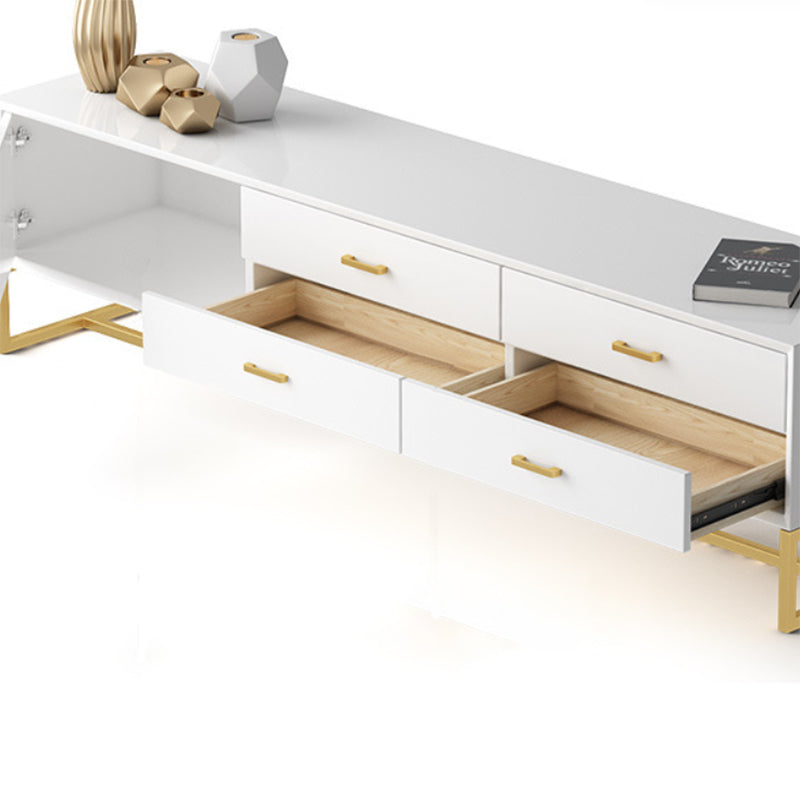 Glam Wood TV Stand Console White Enclosed Storage TV Media Stand for Living Room Clearhalo 'furn' 'furn_tv_stands_entertainment_centers' 'Furniture' 'Living Room Furniture' 'TV Stands & Entertainment Centers' 'TV Stands & Media Storage Furniture' 'tv_stands_entertainment_centers' 6400789