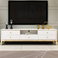 Glam Faux Wood TV Stand Console White TV Media Stand for Living Room