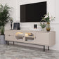 Solid Wood TV Media Console Industrial TV Stand for Living Room 87"L x 16"W x 22"H Beige Clearhalo 'furn' 'furn_tv_stands_entertainment_centers' 'Furniture' 'Living Room Furniture' 'TV Stands & Entertainment Centers' 'TV Stands & Media Storage Furniture' 'tv_stands_entertainment_centers' 6400860