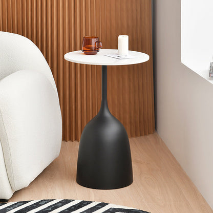 Glam Accent Table Nightstand Metal Round Night Table ,23.6" Tall Black-White 1 Piece Clearhalo 'Bedroom Furniture' 'furn' 'furn_night_stand' 'Furniture' 'night_stand' 'Nightstands' 6401280