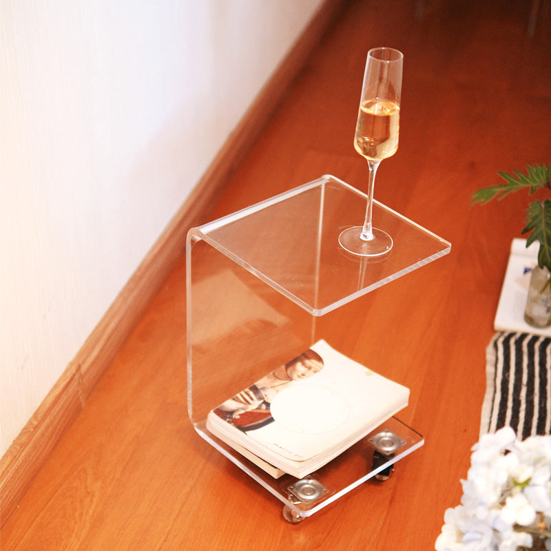 Tavolo da notte acrilico stile moderno comodino minimalista con pulegge