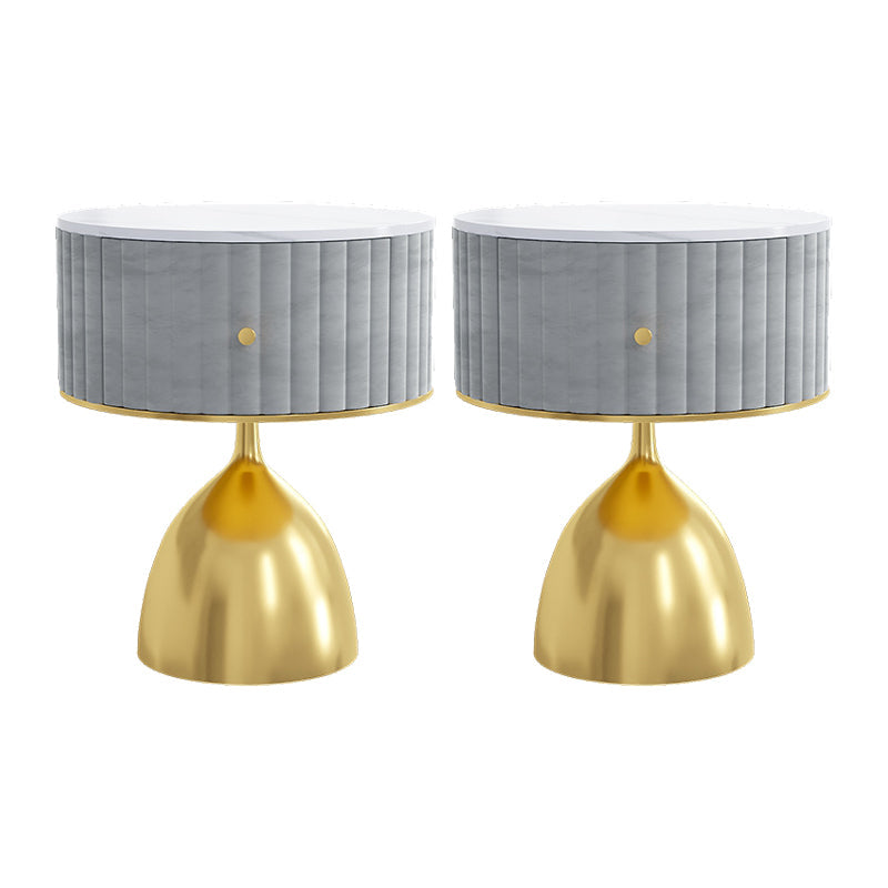 Contemporary Accent Table Nightstand Stone Bedside Cabinet with Drawer Grey 2 Piece Set Clearhalo 'Bedroom Furniture' 'furn' 'furn_night_stand' 'Furniture' 'night_stand' 'Nightstands' 6401343