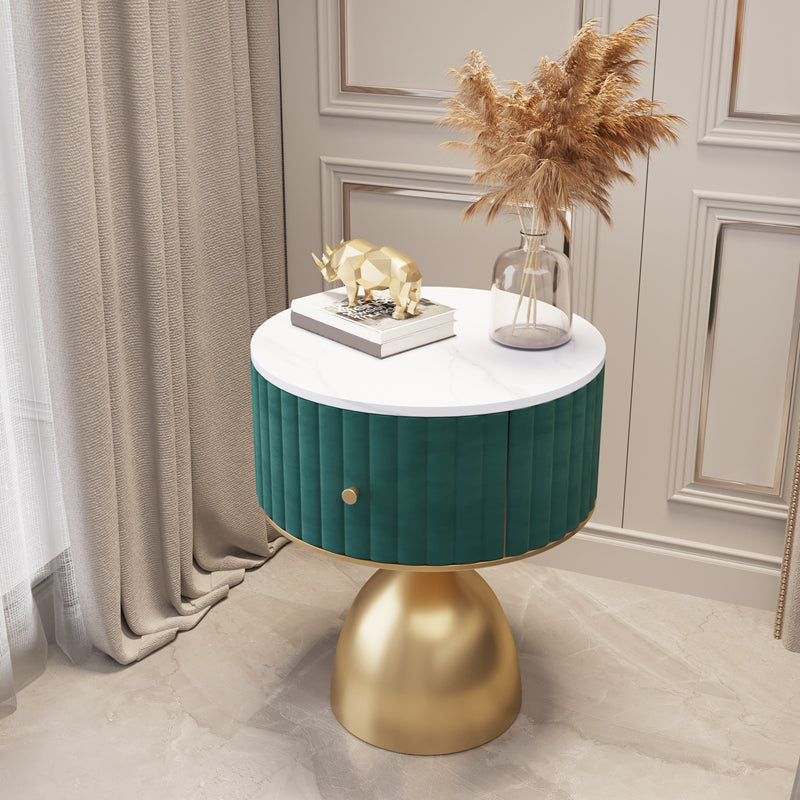Contemporary Accent Table Nightstand Stone Bedside Cabinet with Drawer Blackish Green 1 Piece Clearhalo 'Bedroom Furniture' 'furn' 'furn_night_stand' 'Furniture' 'night_stand' 'Nightstands' 6401346