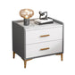 2 Drawers Night Table Contemporary Gray Nightstand With Legs ,19.3" Tall
