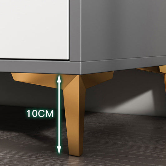 2 cassetti da notte comodini grigi contemporanei con gambe, alte 19,3 "
