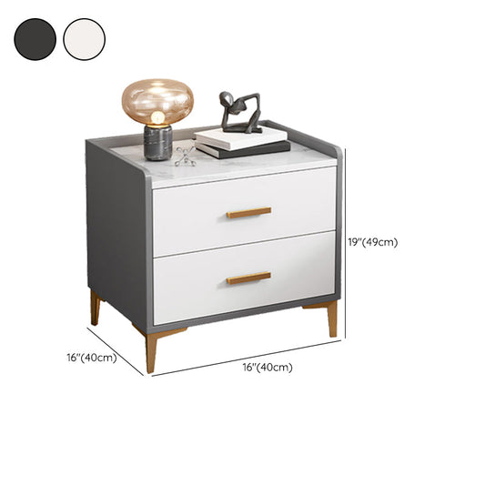 2 cassetti da notte comodini grigi contemporanei con gambe, alte 19,3 "