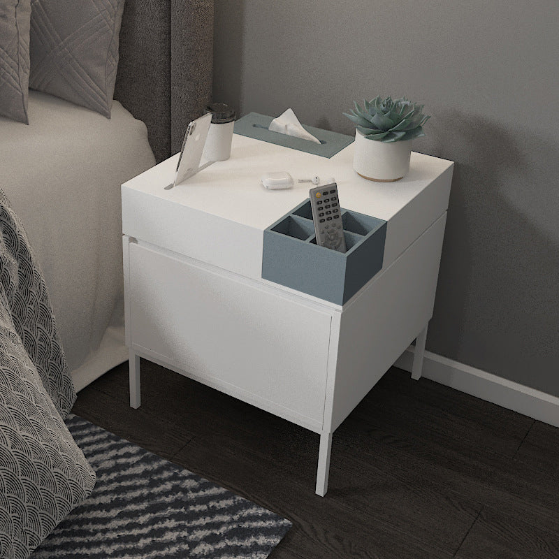 Wooden Bedside Table Modern Style Minimalist Night Table with Door Silver Gray 1 Piece Clearhalo 'Bedroom Furniture' 'furn' 'furn_night_stand' 'Furniture' 'night_stand' 'Nightstands' 6401385