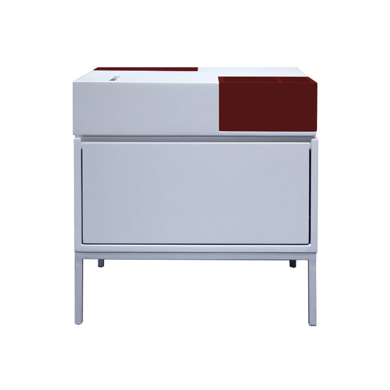 Wooden Bedside Table Modern Style Minimalist Night Table with Door Red 1 Piece Clearhalo 'Bedroom Furniture' 'furn' 'furn_night_stand' 'Furniture' 'night_stand' 'Nightstands' 6401386