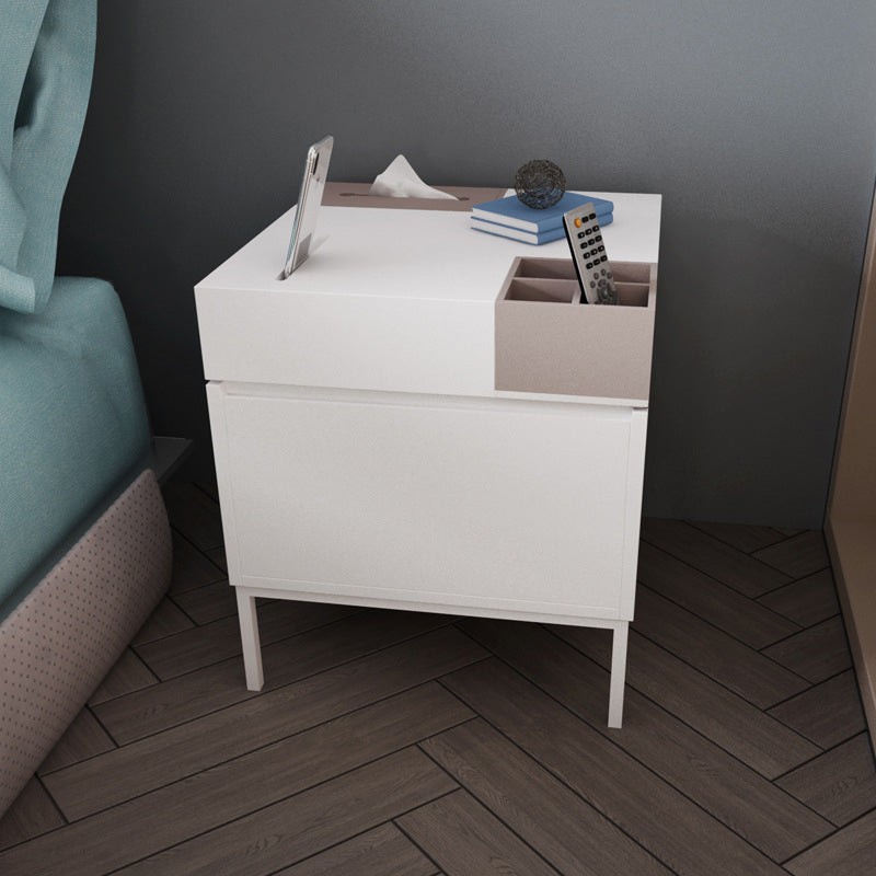 Wooden Bedside Table Modern Style Minimalist Night Table with Door Khaki 1 Piece Clearhalo 'Bedroom Furniture' 'furn' 'furn_night_stand' 'Furniture' 'night_stand' 'Nightstands' 6401387