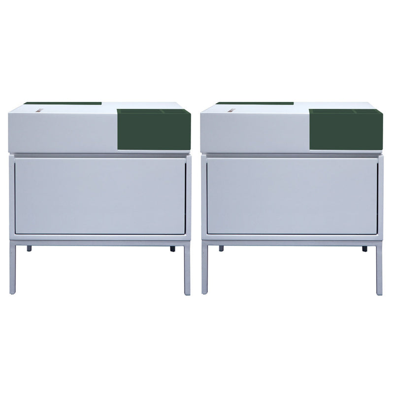 Wooden Bedside Table Modern Style Minimalist Night Table with Door Green 2 Piece Set Clearhalo 'Bedroom Furniture' 'furn' 'furn_night_stand' 'Furniture' 'night_stand' 'Nightstands' 6401392