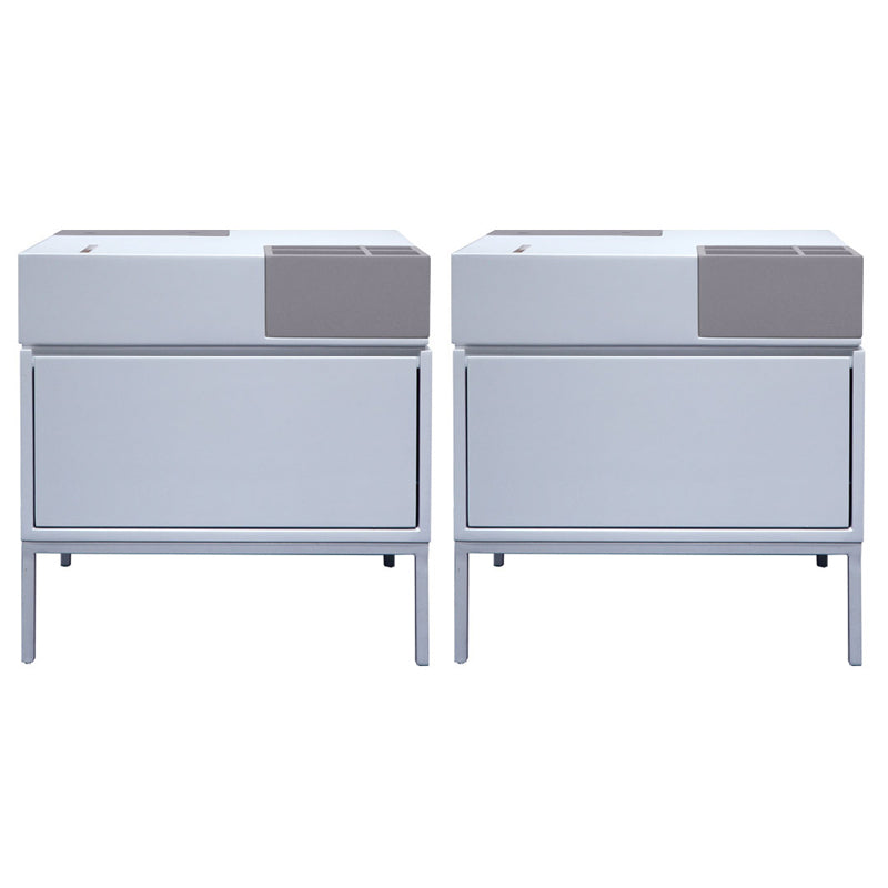 Wooden Bedside Table Modern Style Minimalist Night Table with Door Khaki 2 Piece Set Clearhalo 'Bedroom Furniture' 'furn' 'furn_night_stand' 'Furniture' 'night_stand' 'Nightstands' 6401394