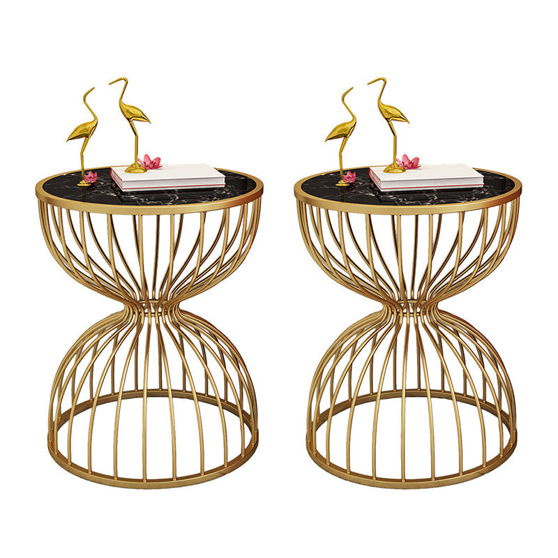 Glam Accent Table Nightstand Stone Bed Nightstand for Bedroom