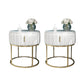 Drawer Storage Accent Table Nightstand Stone Bedside Cabinet for Bedroom White Round 2 Piece Set Clearhalo 'Bedroom Furniture' 'furn' 'furn_night_stand' 'Furniture' 'night_stand' 'Nightstands' 6401473