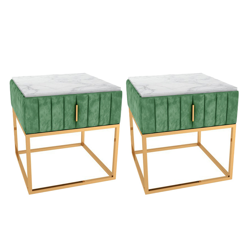 Drawer Storage Accent Table Nightstand Stone Bedside Cabinet for Bedroom Blackish Green Square 2 Piece Set Clearhalo 'Bedroom Furniture' 'furn' 'furn_night_stand' 'Furniture' 'night_stand' 'Nightstands' 6401479