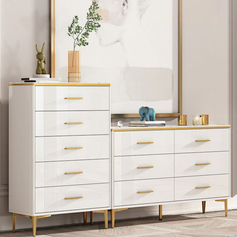 Glam Stone Coffre de rangement pour chambre à coucher, 30 cm de large, blanc avec tiroirs