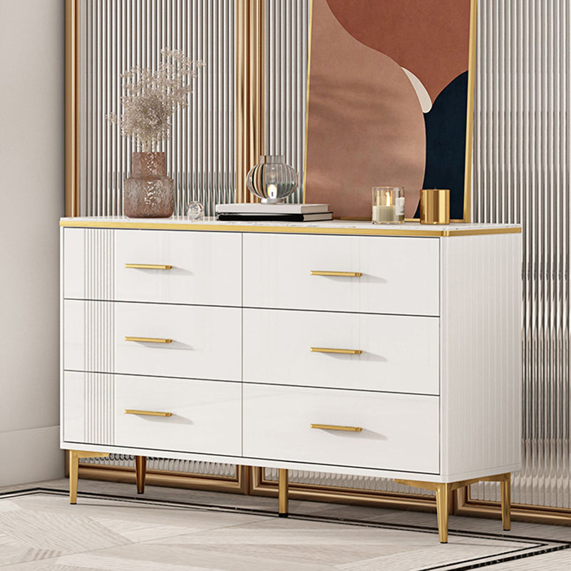 Glam Stone Coffre de rangement pour chambre à coucher, 30 cm de large, blanc avec tiroirs