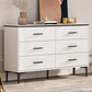 Glam Stone Coffre de rangement pour chambre à coucher, 30 cm de large, blanc avec tiroirs