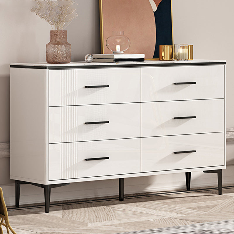 Glam Stone Coffre de rangement pour chambre à coucher, 30 cm de large, blanc avec tiroirs