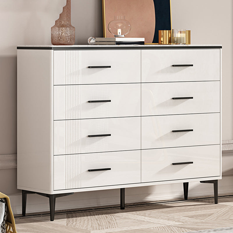 Glam Stone Coffre de rangement pour chambre à coucher, 30 cm de large, blanc avec tiroirs