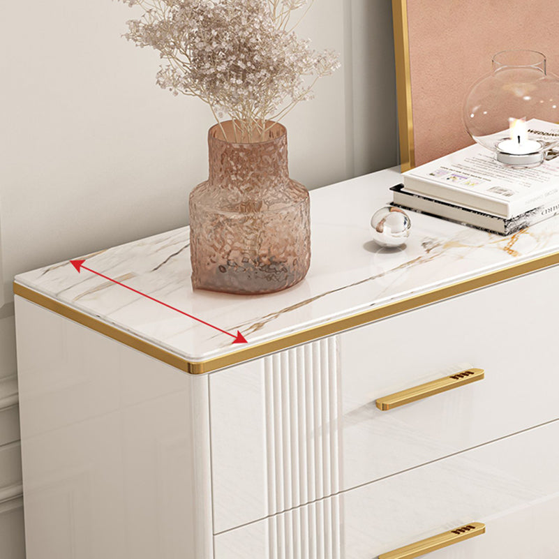 Glam Stone Coffre de rangement pour chambre à coucher, 30 cm de large, blanc avec tiroirs