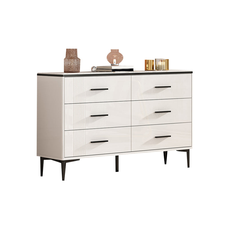 Glam Stone Coffre de rangement pour chambre à coucher, 30 cm de large, blanc avec tiroirs
