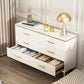Glam Stone Coffre de rangement pour chambre à coucher, 30 cm de large, blanc avec tiroirs
