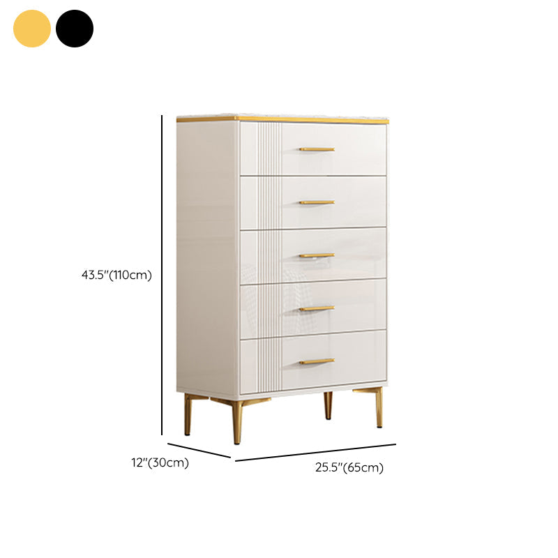 Glam Stone Coffre de rangement pour chambre à coucher, 30 cm de large, blanc avec tiroirs