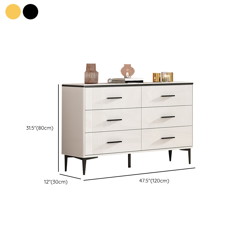 Glam Stone Coffre de rangement pour chambre à coucher, 30 cm de large, blanc avec tiroirs