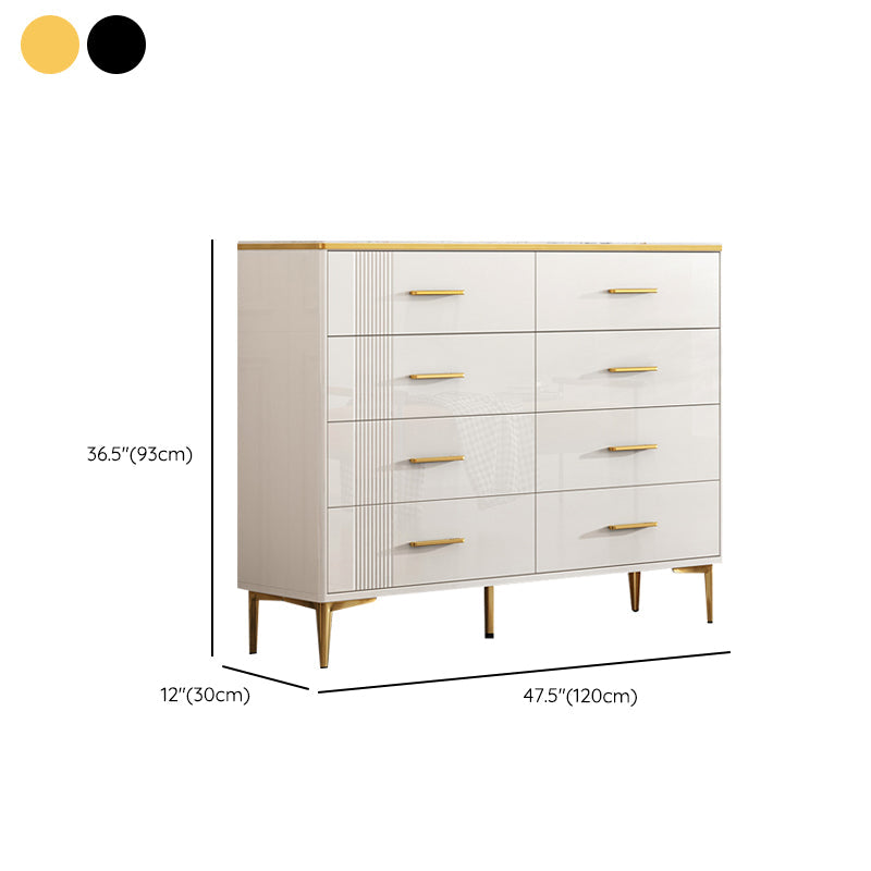 Glam Stone Coffre de rangement pour chambre à coucher, 30 cm de large, blanc avec tiroirs