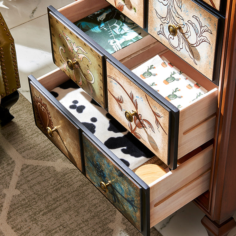 Cassettiera verticale tradizionale in legno per camera da letto, con cassetti