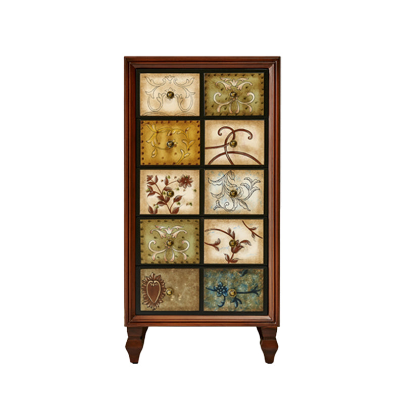 Cassettiera verticale tradizionale in legno per camera da letto, con cassetti