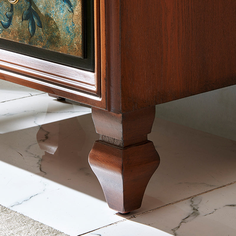 Cassettiera verticale tradizionale in legno per camera da letto, con cassetti