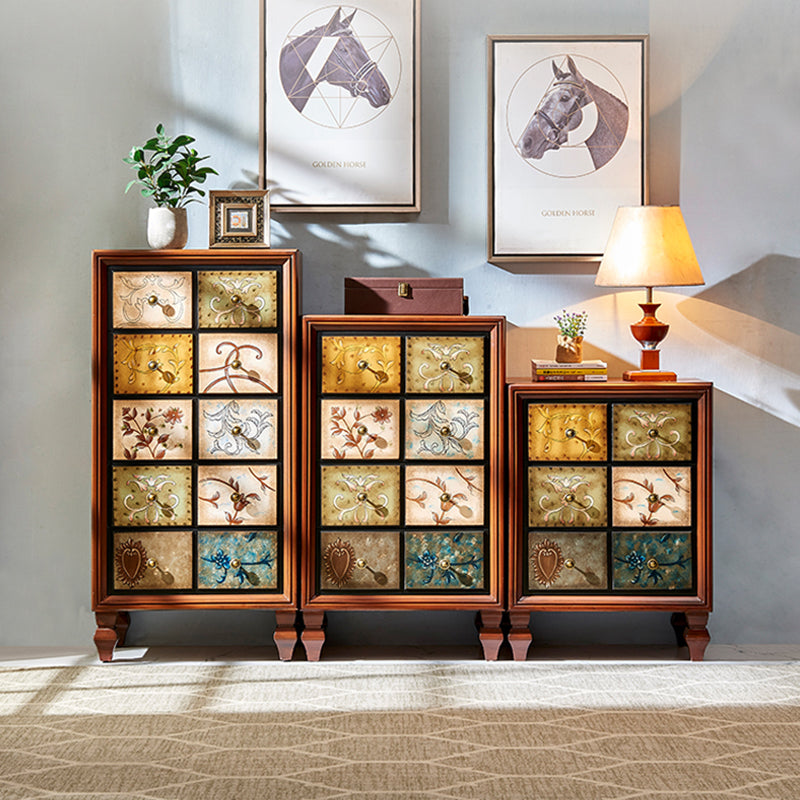 Cassettiera verticale tradizionale in legno per camera da letto, con cassetti