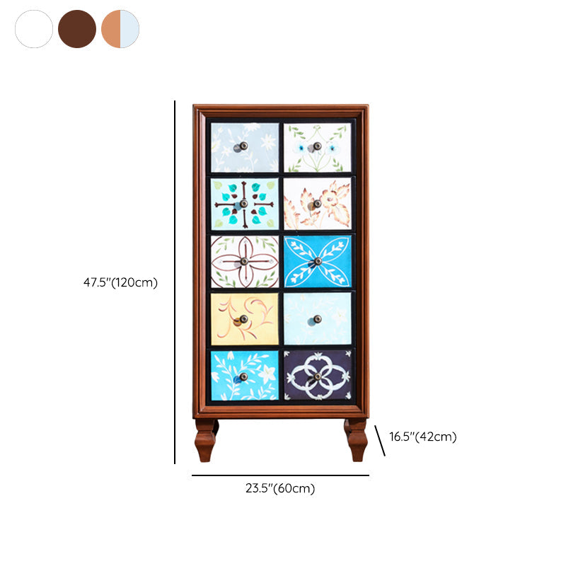 Cassettiera verticale tradizionale in legno per camera da letto, con cassetti