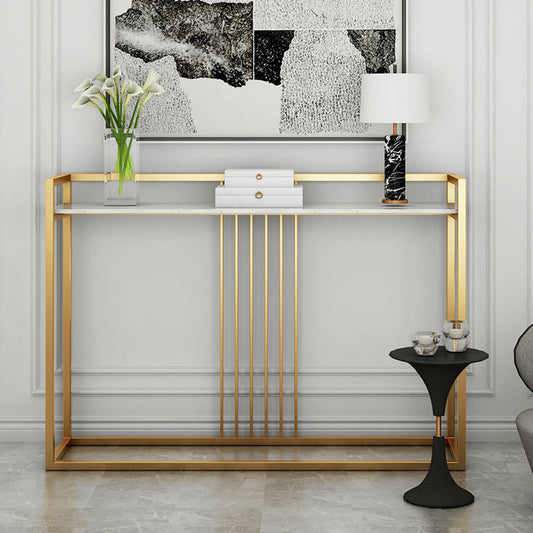 12" W Marble Console Table Glam Rectangle Accent Table for Hall
