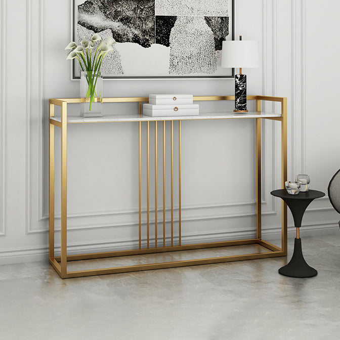 12" W Marble Console Table Glam Rectangle Accent Table for Hall