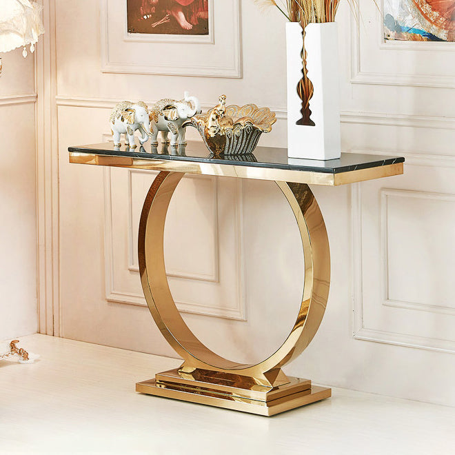Tabella della console in marmo da 16 "W Tavolo accento resistente alle macchie glam per Hall